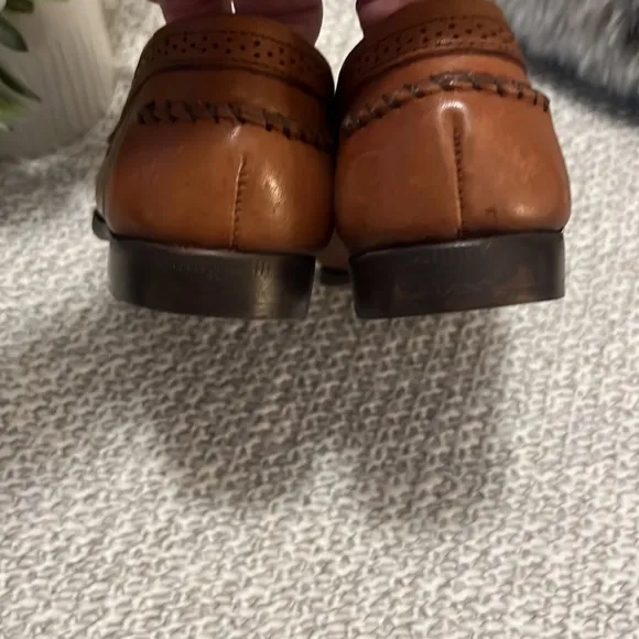 Bob Roy Collection Tan Leather Wingtip Loafers Sz 1