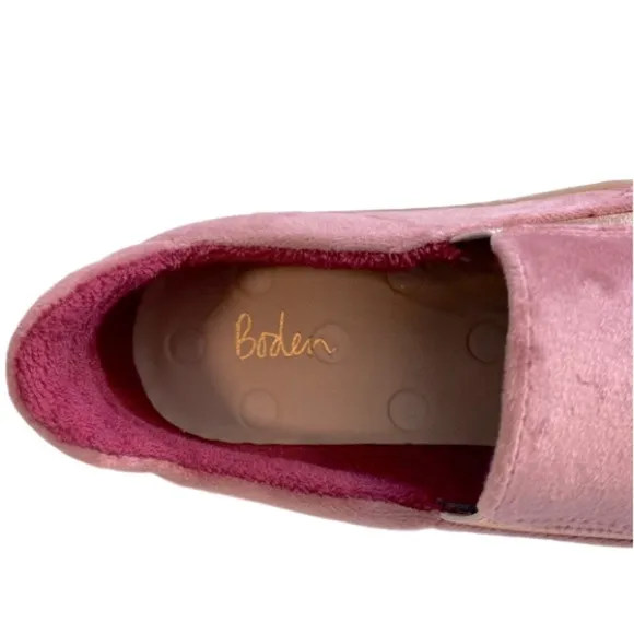 Boden Slip On Velvet Trainers Loafers Dusty Rose Pink Size 7 NWOB