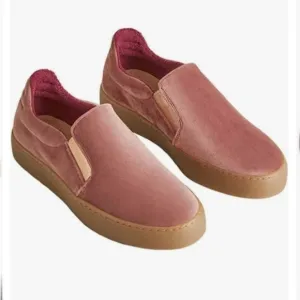 Boden Slip On Velvet Trainers Loafers Dusty Rose Pink Size 7 NWOB