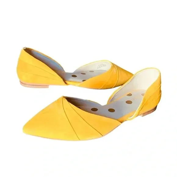 BODEN | Women's Henrietta Suede Pointed Toe D'Orsay Yellow Flats Size 38.5
