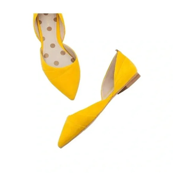 BODEN | Women's Henrietta Suede Pointed Toe D'Orsay Yellow Flats Size 38.5