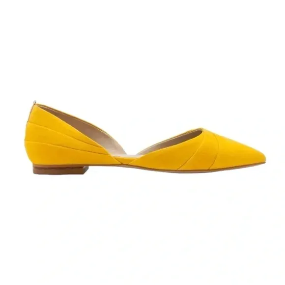 BODEN | Women's Henrietta Suede Pointed Toe D'Orsay Yellow Flats Size 38.5