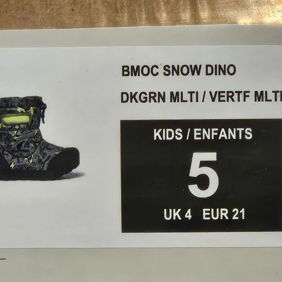 Bogs B-Moc Snow Boot Toddler Baby Boy 5 Waterproof - NEW - Dark Green Dino Print