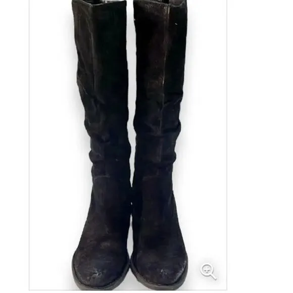 Born Doyle Tall Suede Leather Black Distressed Slouch Boots sz 8.5