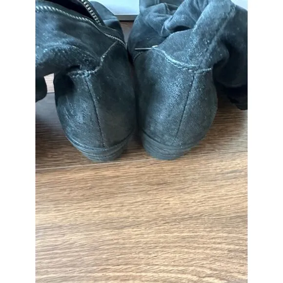 Born Doyle Tall Suede Leather Black Distressed Slouch Boots sz 8.5