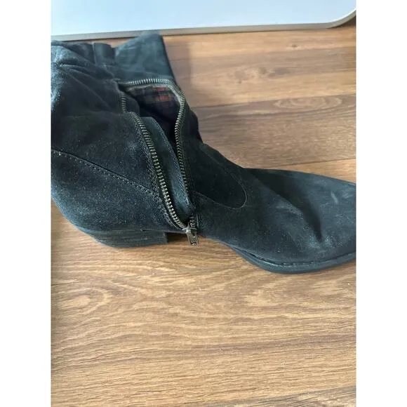 Born Doyle Tall Suede Leather Black Distressed Slouch Boots sz 8.5