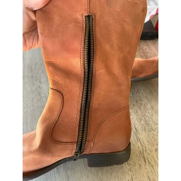 Born Shaunie Cognac Italian Leather Riding Boot Wide Calf - 7 1/2