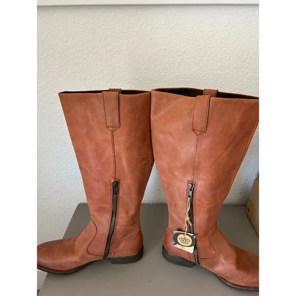 Born Shaunie Cognac Italian Leather Riding Boot Wide Calf - 7 1/2