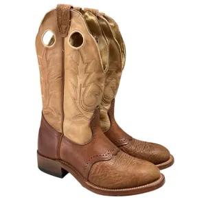Boulet Western Boots Women 7 C Brown Tan Buckaroo Leather Super Roper Cowgirl