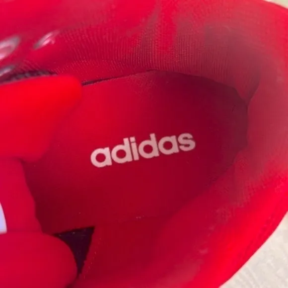 Brand New Adidas Boys CF Ilation 2.0 Mid Top Red &amp; Black Basketball Sneakers