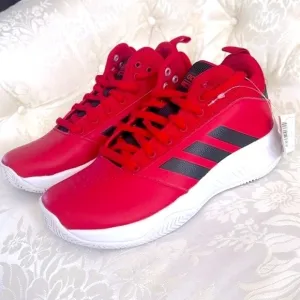 Brand New Adidas Boys CF Ilation 2.0 Mid Top Red &amp; Black Basketball Sneakers
