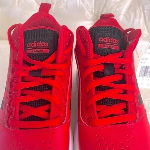 Brand New Adidas Boys CF Ilation 2.0 Mid Top Red &amp; Black Basketball Sneakers