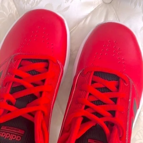 Brand New Adidas Boys CF Ilation 2.0 Mid Top Red &amp; Black Basketball Sneakers
