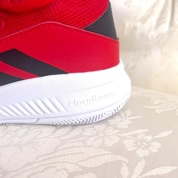 Brand New Adidas Boys CF Ilation 2.0 Mid Top Red &amp; Black Basketball Sneakers