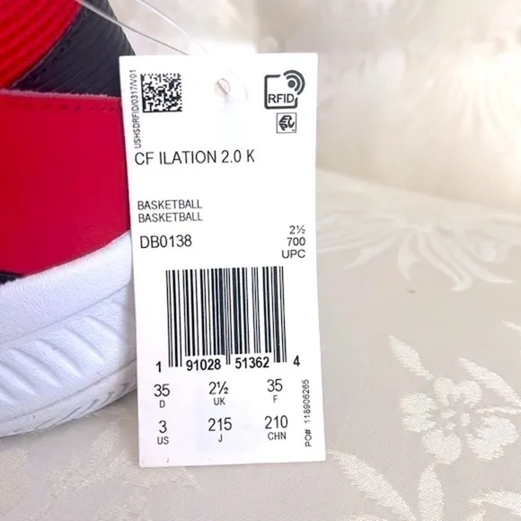 Brand New Adidas Boys CF Ilation 2.0 Mid Top Red &amp; Black Basketball Sneakers