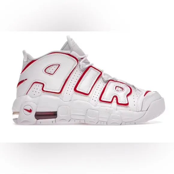 Brand new Nike Air More Uptempo White Varsity Red Outline (GS)