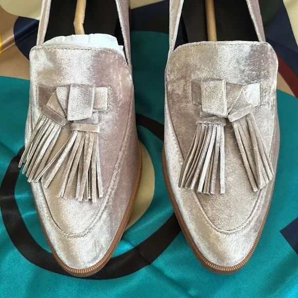 Brand New Rebecca Minkoff Edie Velvet Tassel Loafers Stacked Heel Slip On Shoes