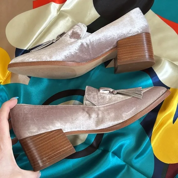 Brand New Rebecca Minkoff Edie Velvet Tassel Loafers Stacked Heel Slip On Shoes