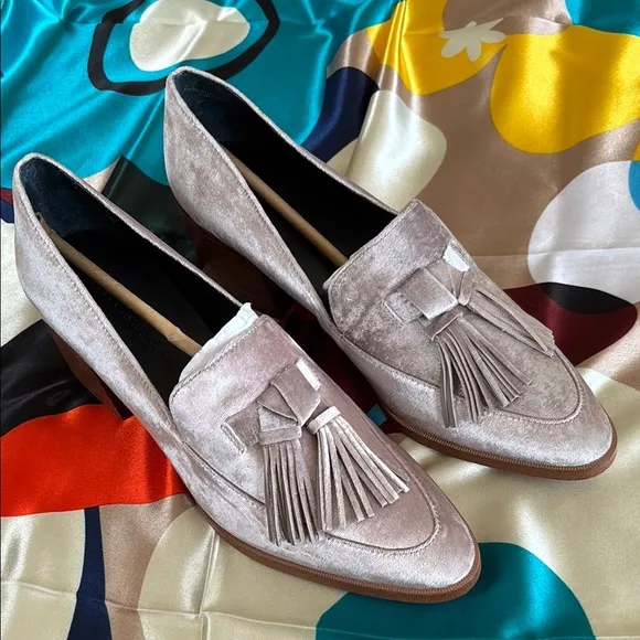 Brand New Rebecca Minkoff Edie Velvet Tassel Loafers Stacked Heel Slip On Shoes