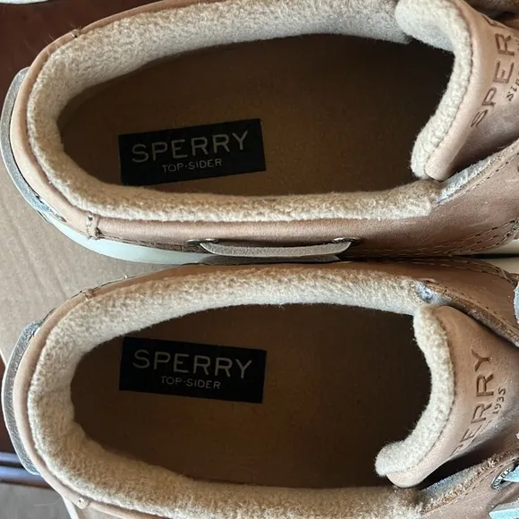 Brand New Sperry Saltwater 1-Eye Ivory Rain Boots Rubber Leather Collar Fleece