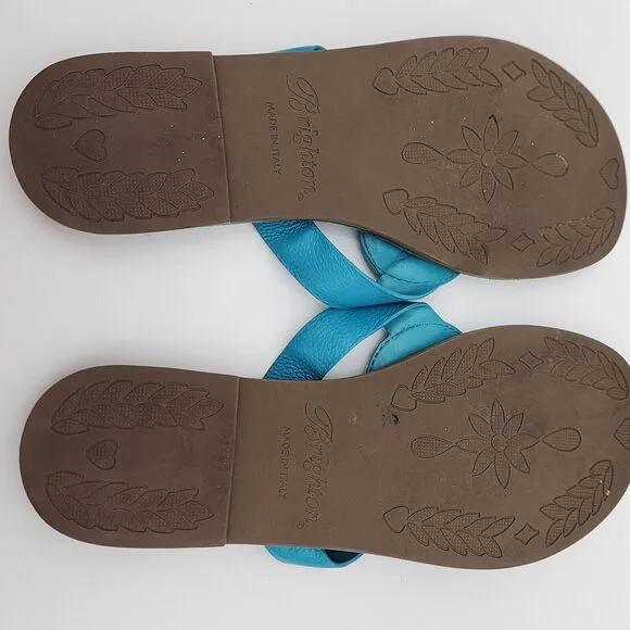Brighton Ferrara ALICE Sandals Thong Size 9.5 Turquoise Leather Silver Medallion