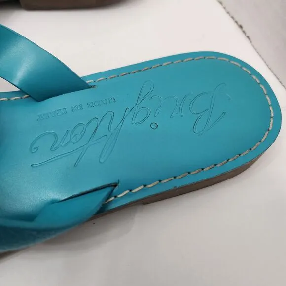 Brighton Ferrara ALICE Sandals Thong Size 9.5 Turquoise Leather Silver Medallion