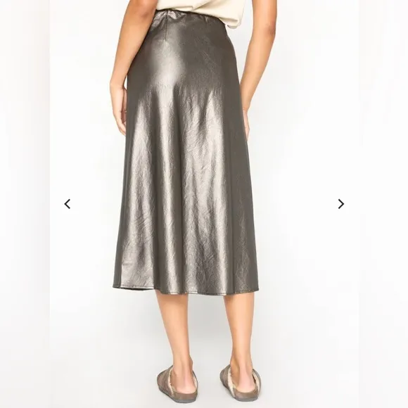 Brochu walker Hallie Vegan leather metallic midi skirt nwot