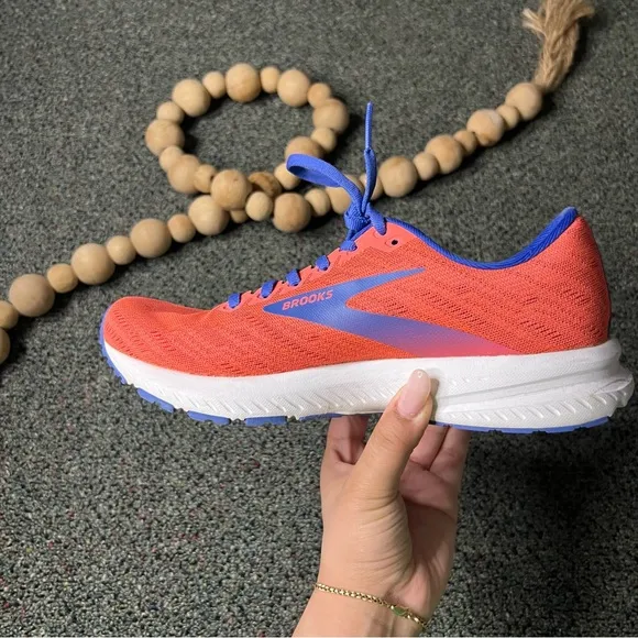 BROOKS Coral Orange &amp; Blue Launch 7 1203221B621 Running Shoes Workout Sneakers 8