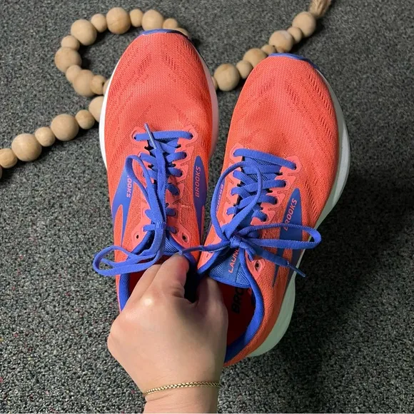 BROOKS Coral Orange &amp; Blue Launch 7 1203221B621 Running Shoes Workout Sneakers 8