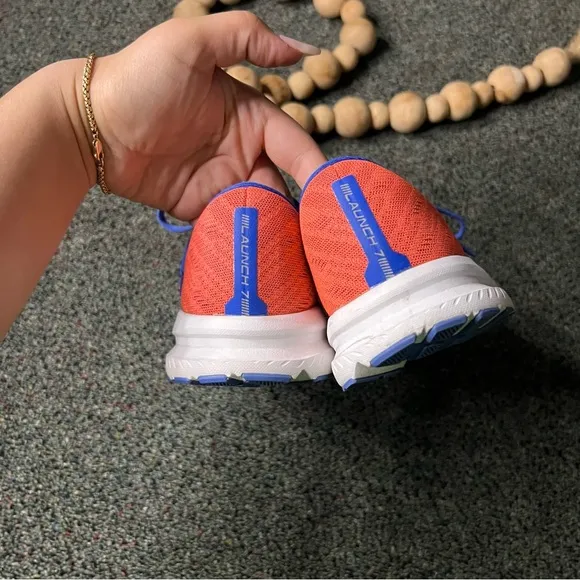 BROOKS Coral Orange &amp; Blue Launch 7 1203221B621 Running Shoes Workout Sneakers 8