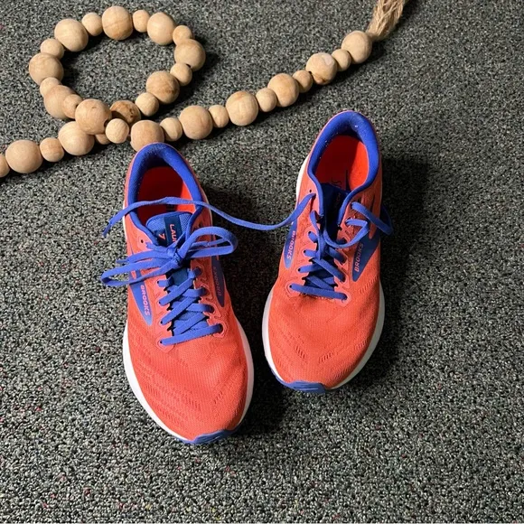 BROOKS Coral Orange &amp; Blue Launch 7 1203221B621 Running Shoes Workout Sneakers 8