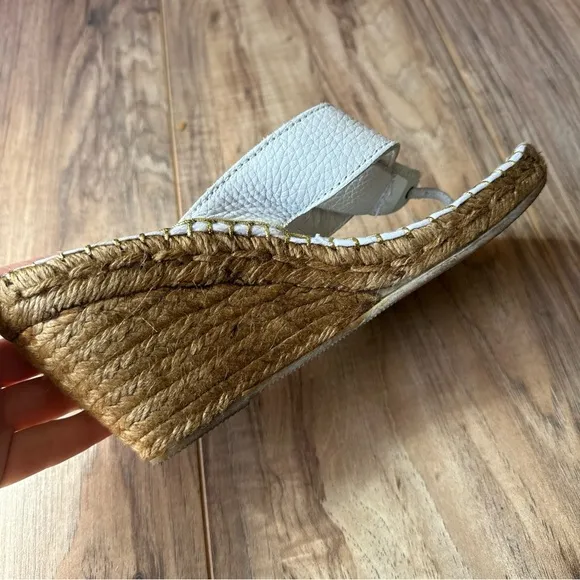 Burberry Nova Check Espadrilles Wedge Sandals Size US 7 EU 37 White Leather