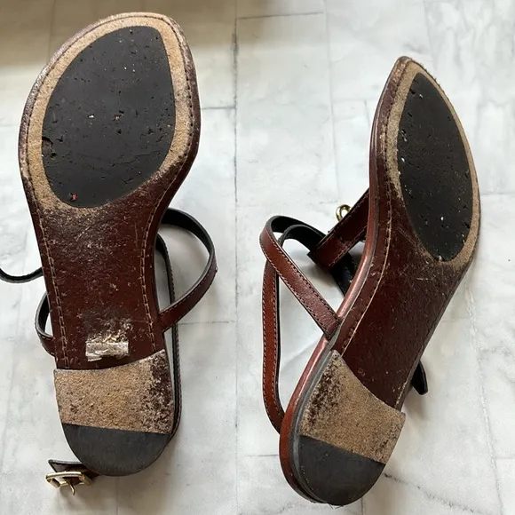 Burberry Reason Buckle-strap Brown Leather Flat Sandals