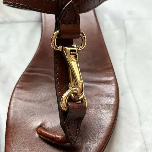 Burberry Reason Buckle-strap Brown Leather Flat Sandals