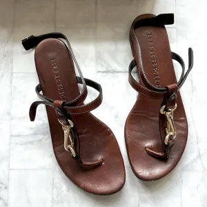 Burberry Reason Buckle-strap Brown Leather Flat Sandals