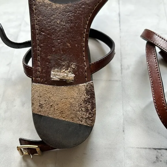 Burberry Reason Buckle-strap Brown Leather Flat Sandals