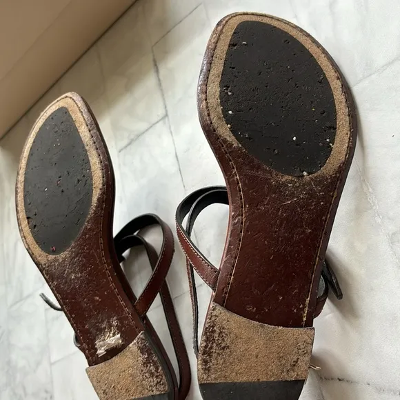 Burberry Reason Buckle-strap Brown Leather Flat Sandals