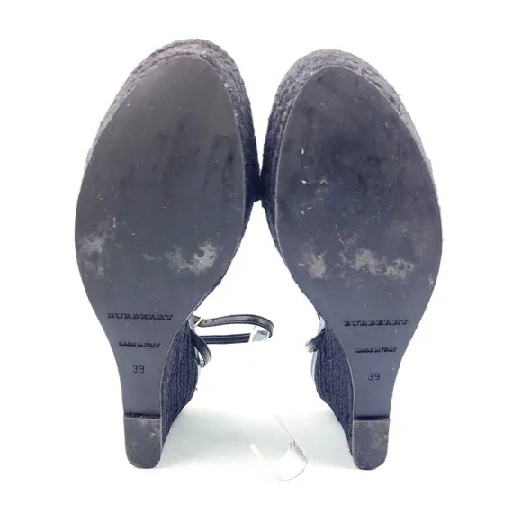 Burberry Womens Black‎ Snakeskin Wedge Sandals - Size 39 / US 8