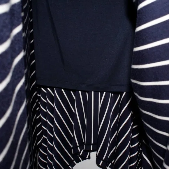 Cabi Striped Navy and White Handkerchief &quot;Twirl&quot; Midi Skirt