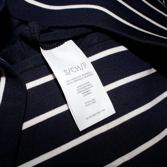 Cabi Striped Navy and White Handkerchief &quot;Twirl&quot; Midi Skirt