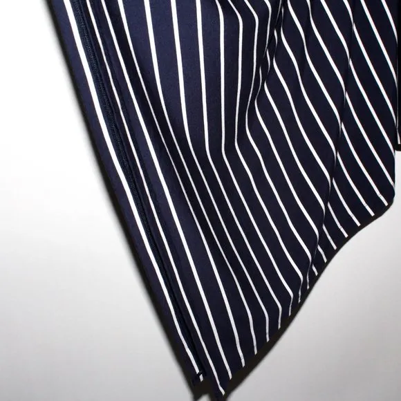 Cabi Striped Navy and White Handkerchief &quot;Twirl&quot; Midi Skirt