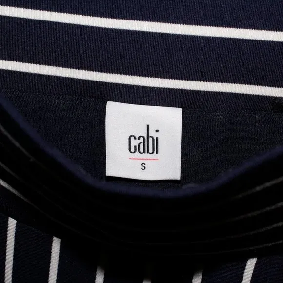 Cabi Striped Navy and White Handkerchief &quot;Twirl&quot; Midi Skirt