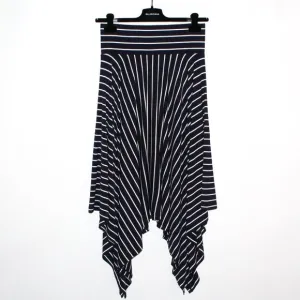 Cabi Striped Navy and White Handkerchief &quot;Twirl&quot; Midi Skirt