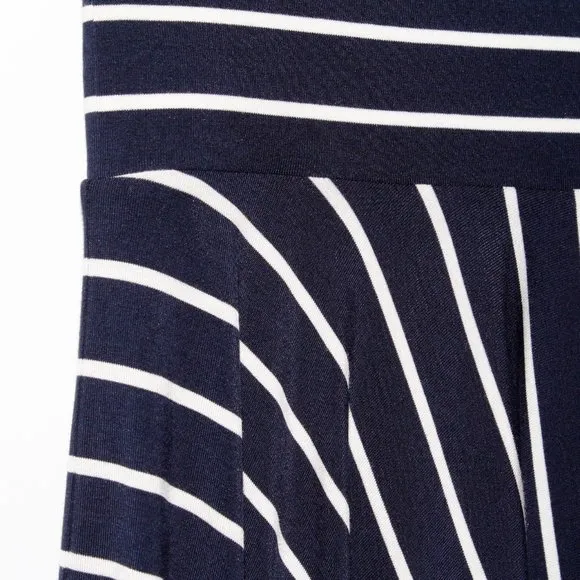 Cabi Striped Navy and White Handkerchief &quot;Twirl&quot; Midi Skirt