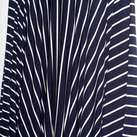 Cabi Striped Navy and White Handkerchief &quot;Twirl&quot; Midi Skirt
