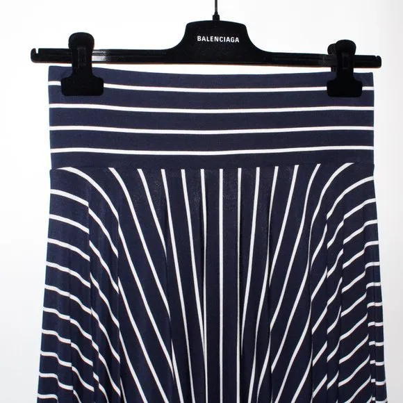 Cabi Striped Navy and White Handkerchief &quot;Twirl&quot; Midi Skirt