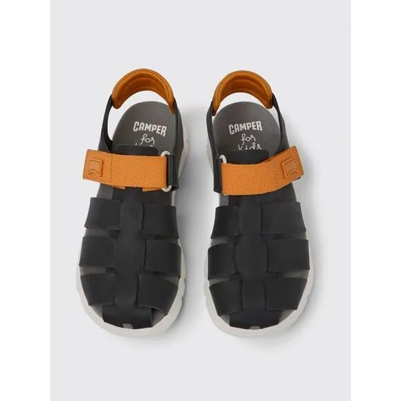 Camper Peu Cami Sandals Hook and Loop Kids Black Footwear
