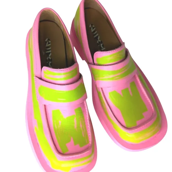 CAMPERLAB Unisex Formal Pink /Green Loafers Shoes... Size 7