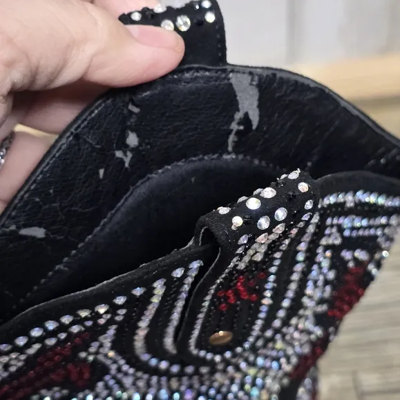 Cape Robbin Beautiful Rhinestone Cowgirl Boots 4&quot; Block Heel Western Black