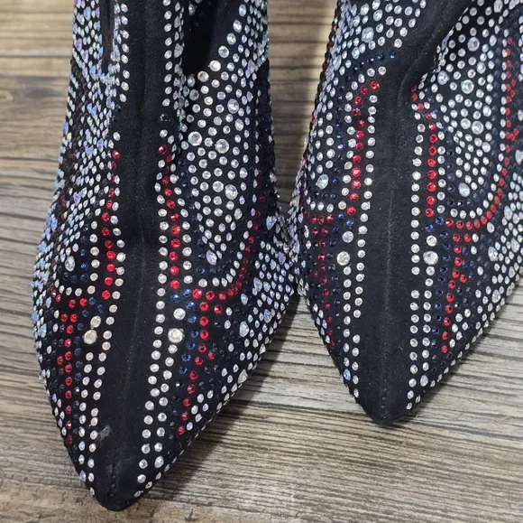 Cape Robbin Beautiful Rhinestone Cowgirl Boots 4&quot; Block Heel Western Black